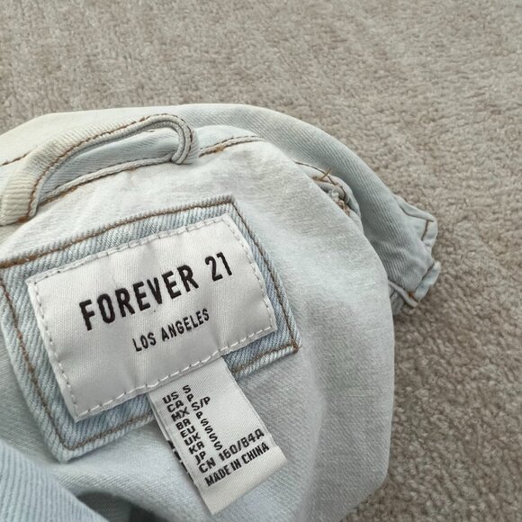 3 for $6 Forever 21 Distressed Blue Cotton Denim Jean Jacket S - Picture 2 of 12